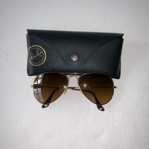 Ray Ban Polarized Brown /Gold Aviator Sunglasses